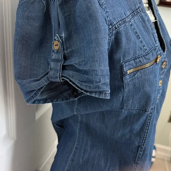 G by Guess Navy Denim Dress with Zipper Accents retro western boho✨ - Picture 4 of 10